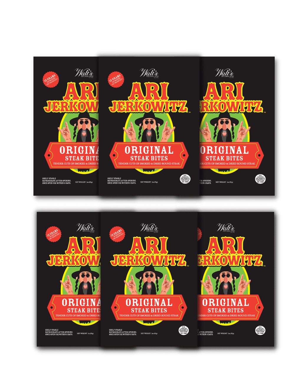Smoked & Dried Round Steak Beef Jerky 3 oz Bag - 6 Bags O411816