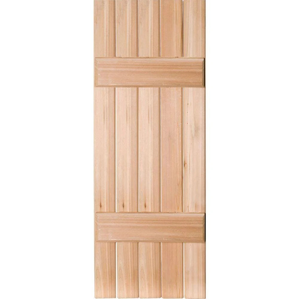 18 in. x 33 in. Exterior Real Wood Pine Board and Batten Shutters Pair Unfinished U67272
