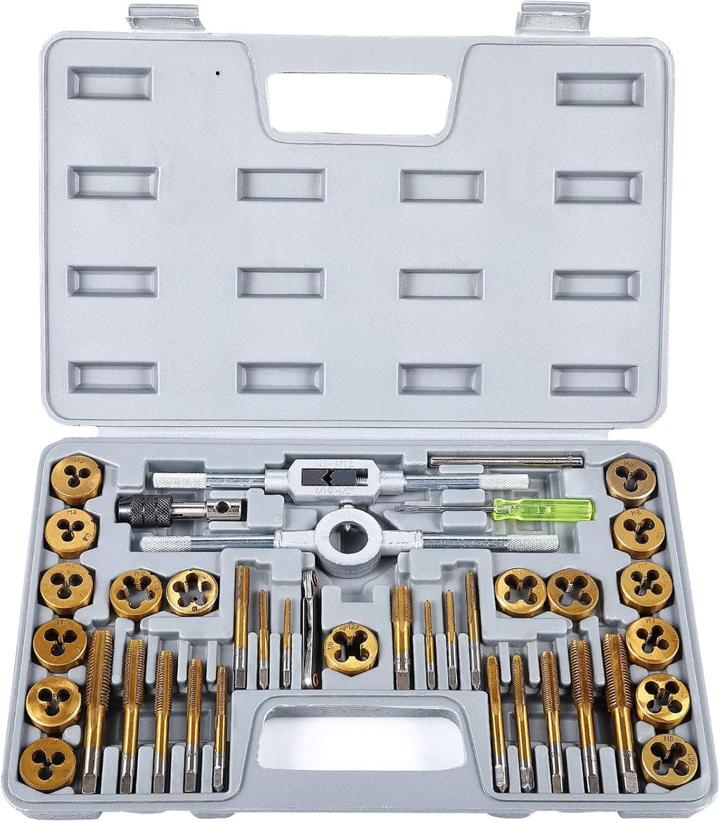 40 PCS Metric Tap and Die Set Titanium Coated Alloy Steel with Storage Case O98409