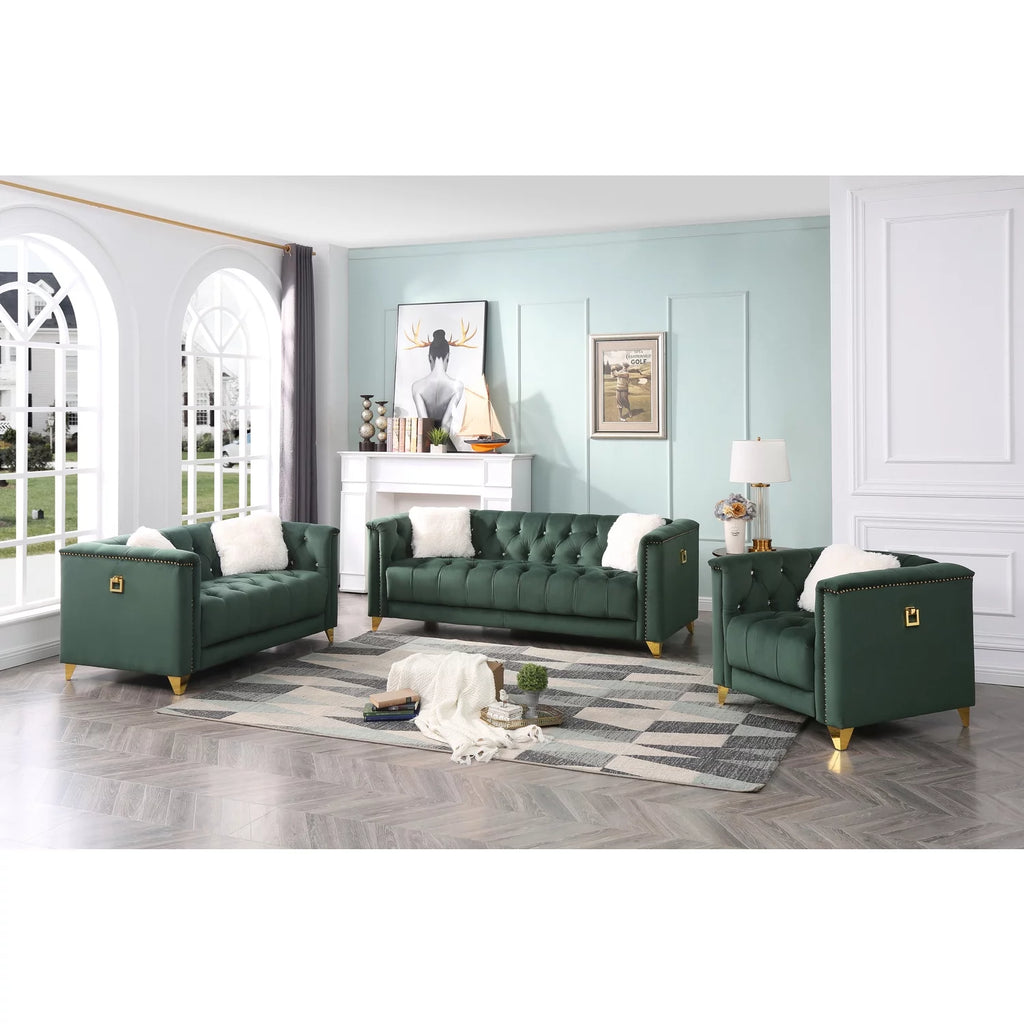 Green Velvet 3Pc Upholstery Living Room Set Z655212