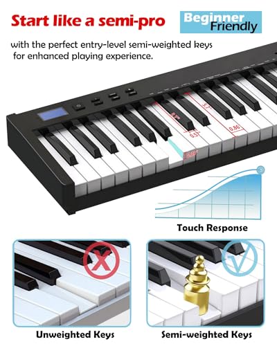 88 Keys Semi-weighted Digital Piano Set with Stand, Carrying Case, Sustain Pedal, Headphones N5946