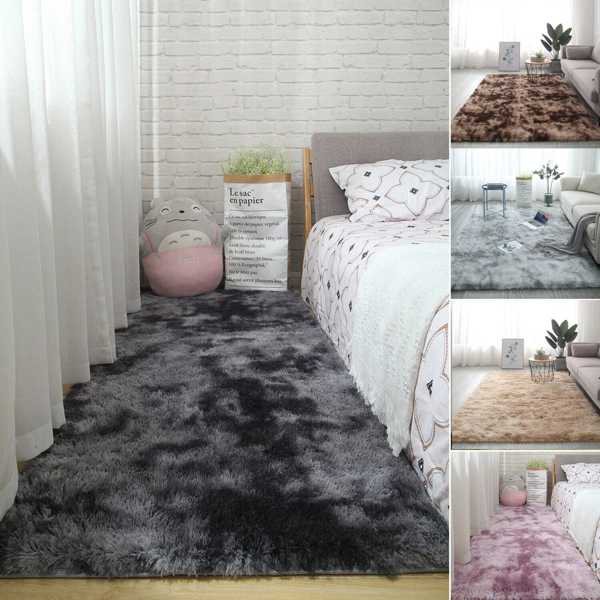 Super Soft Indoor Modern Rugs, Anti-Skid Washable, Dark Grey R228