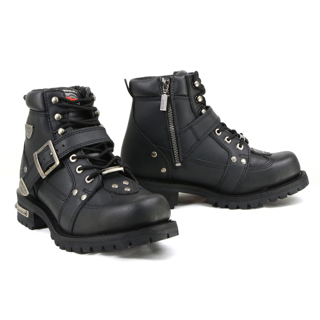 Black Leather Motorcycle Boots 10.5 S577
