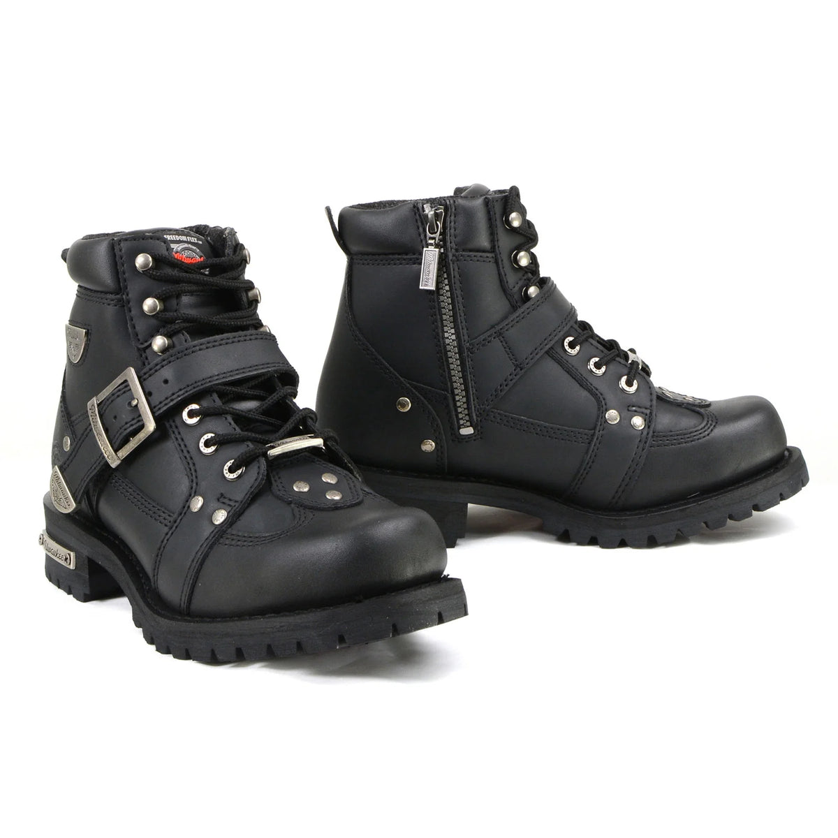 Black Leather Motorcycle Boots 10.5 S577