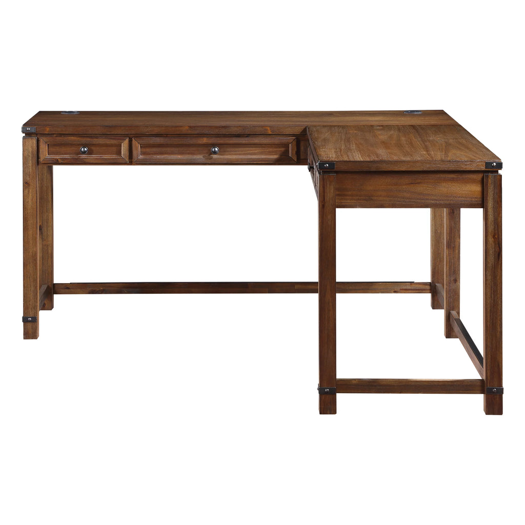 L-Shape Desk in Brushed Walnut Finish Y511