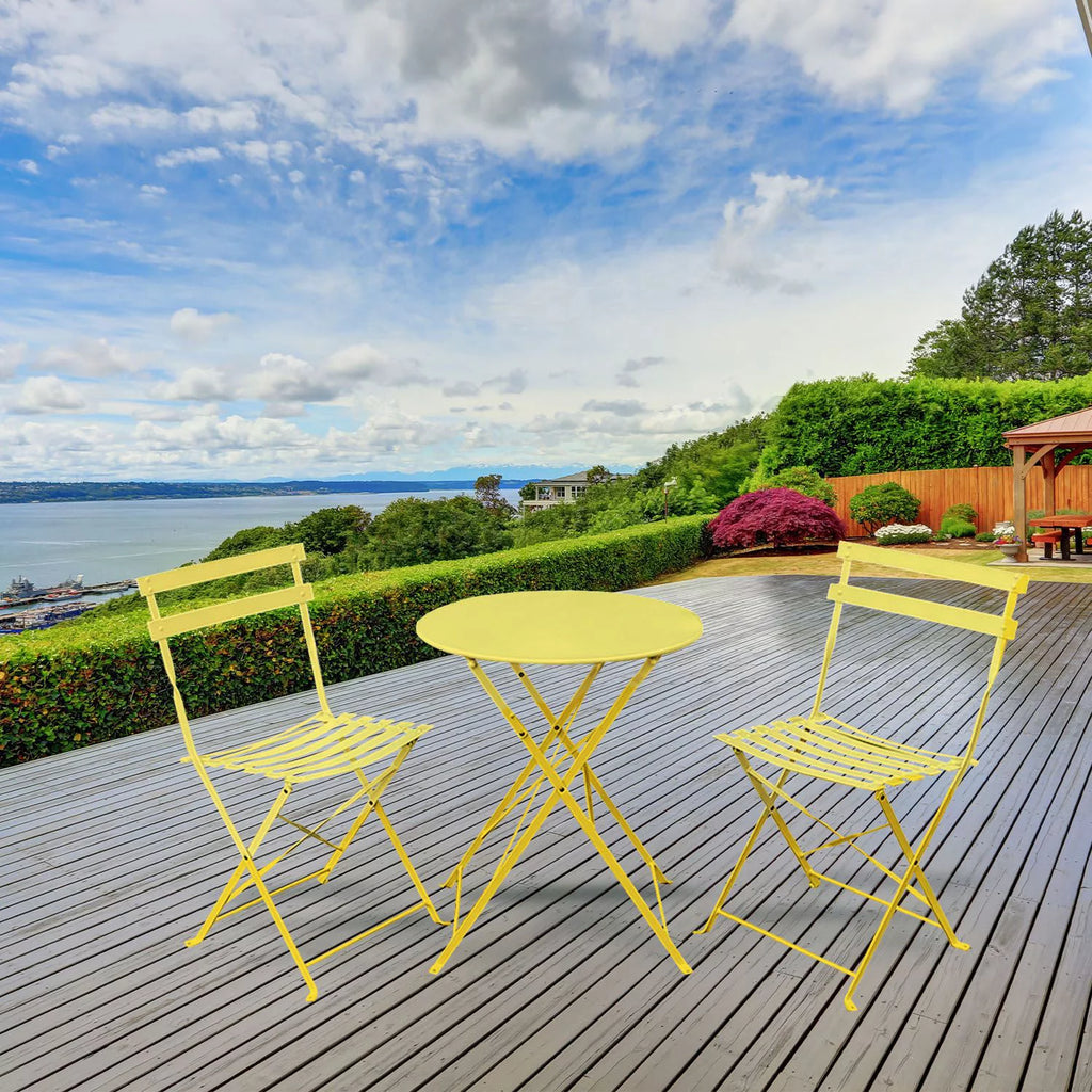 Yellow 3 Piece Bistro Folding Furniture Set H140