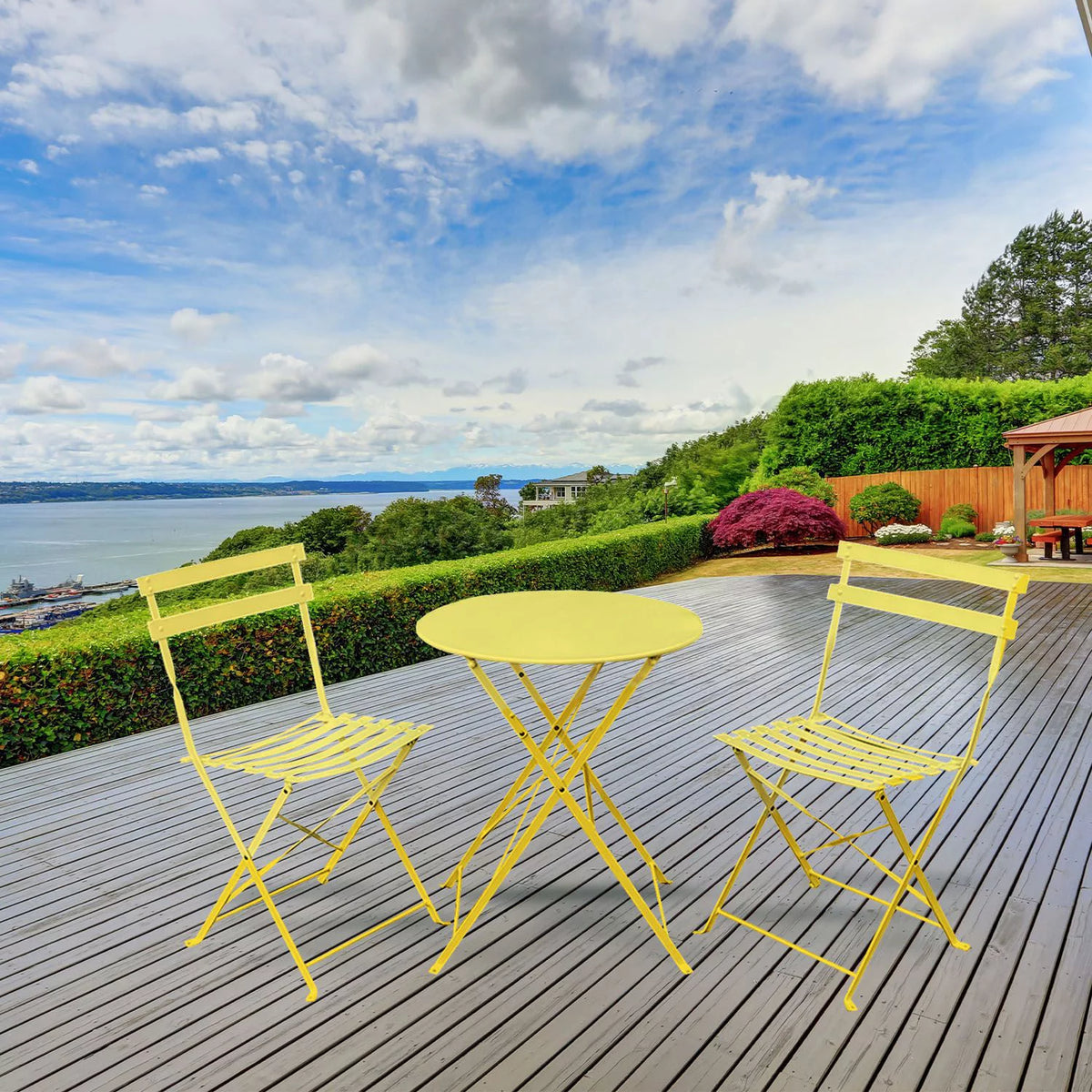 Yellow 3 Piece Bistro Folding Furniture Set H140