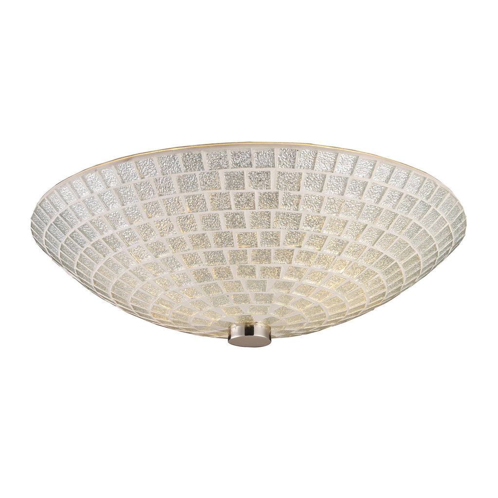 Satin Nickel 2-Light Semi-Flush with Silver Mosaic Glass M266
