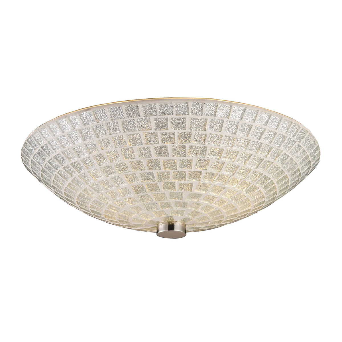 Satin Nickel 2-Light Semi-Flush with Silver Mosaic Glass M266