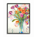 Rose and Tulip Bouquet Framed Wall Art, 24" x 30", Black Framed B52383