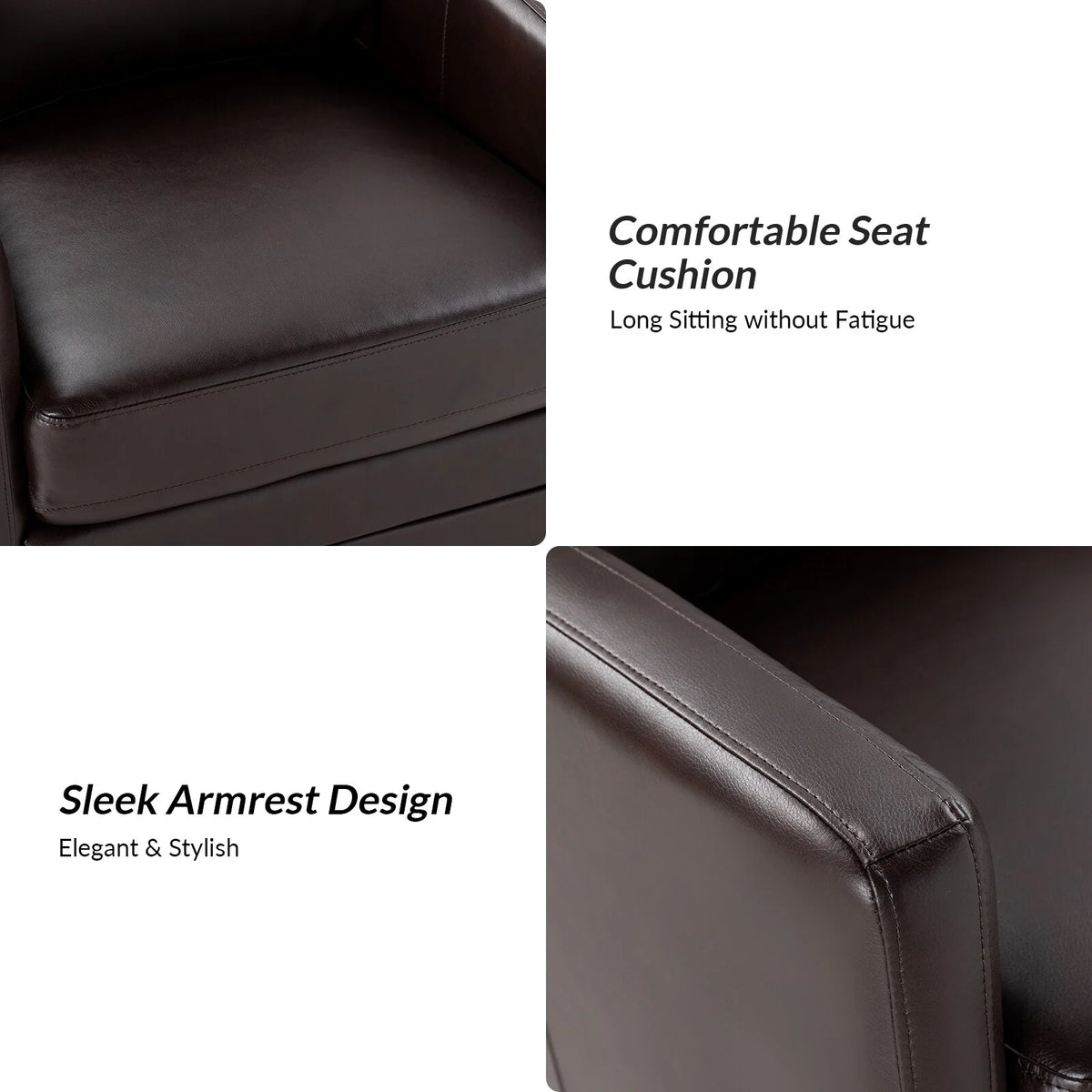 Brown Faux Leather Swivel Barrel Chair Set of 2 Y1551