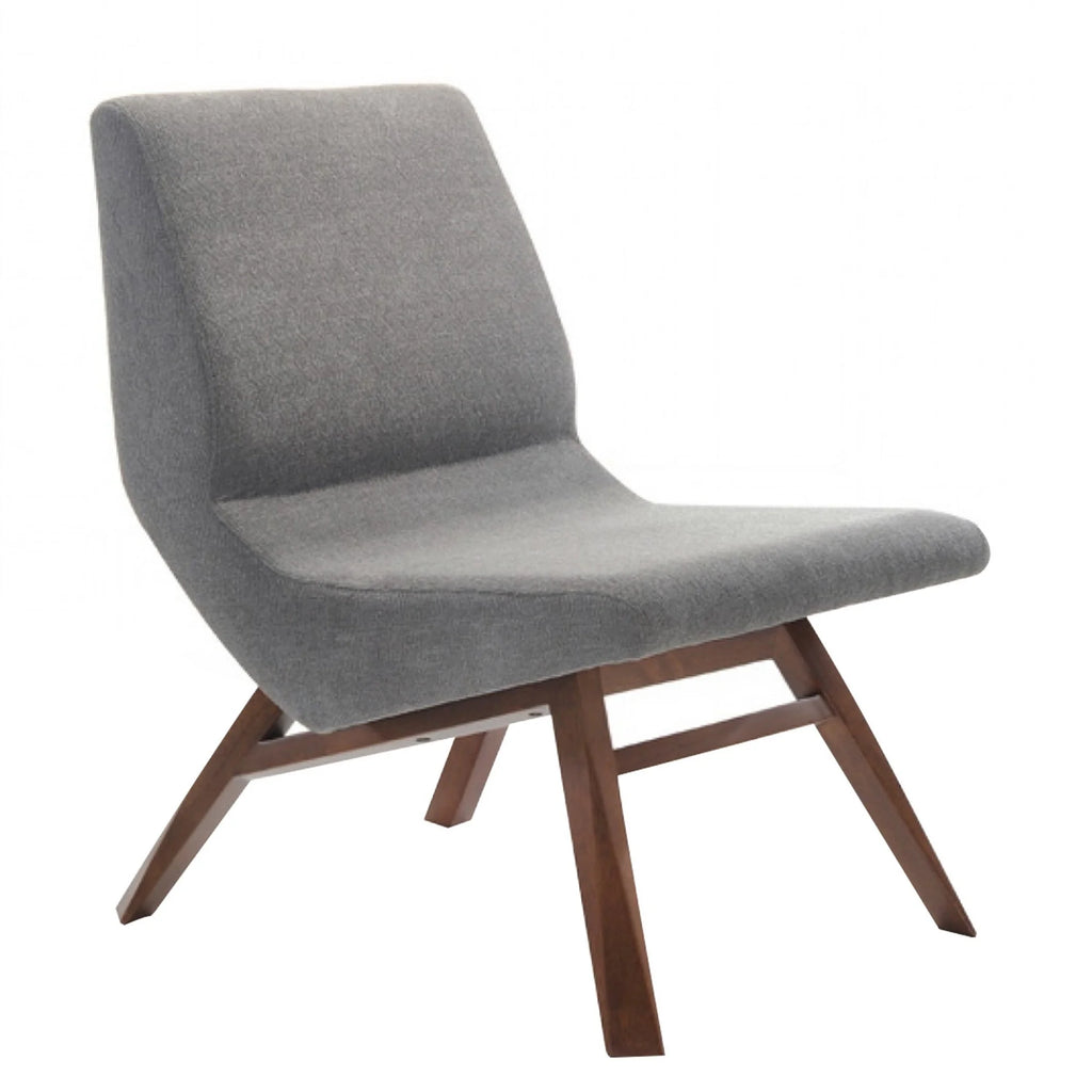Walnut Gray Wood Side Chair with Ottoman W45150