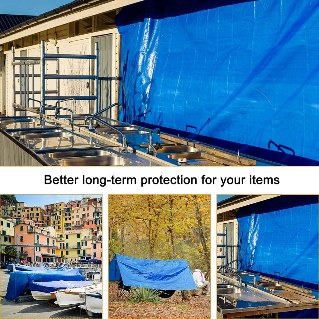 Blue Heavy Duty Waterproof 25x25 Tarpaulin with Metal Grommets V6356