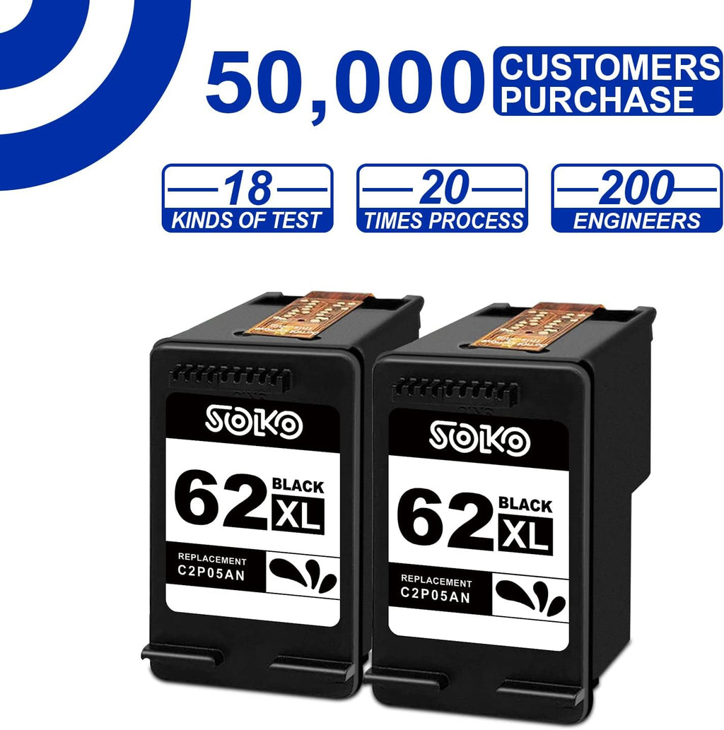 Remanufactured Ink Cartridges 62XL Black Pack of 2 Q711432