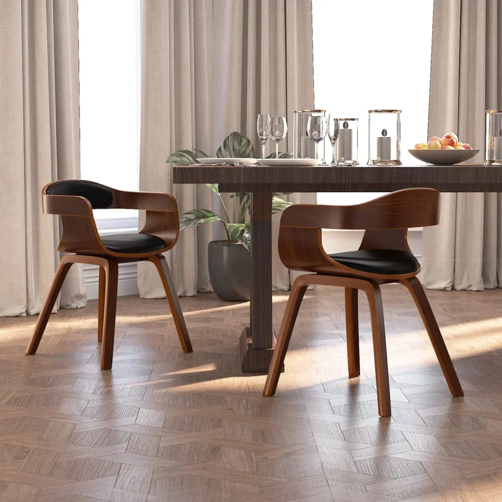 Black 2 pcs Bentwood Faux Leather Dining Chair F67849