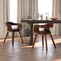 Black 2 pcs Bentwood Faux Leather Dining Chair F67849