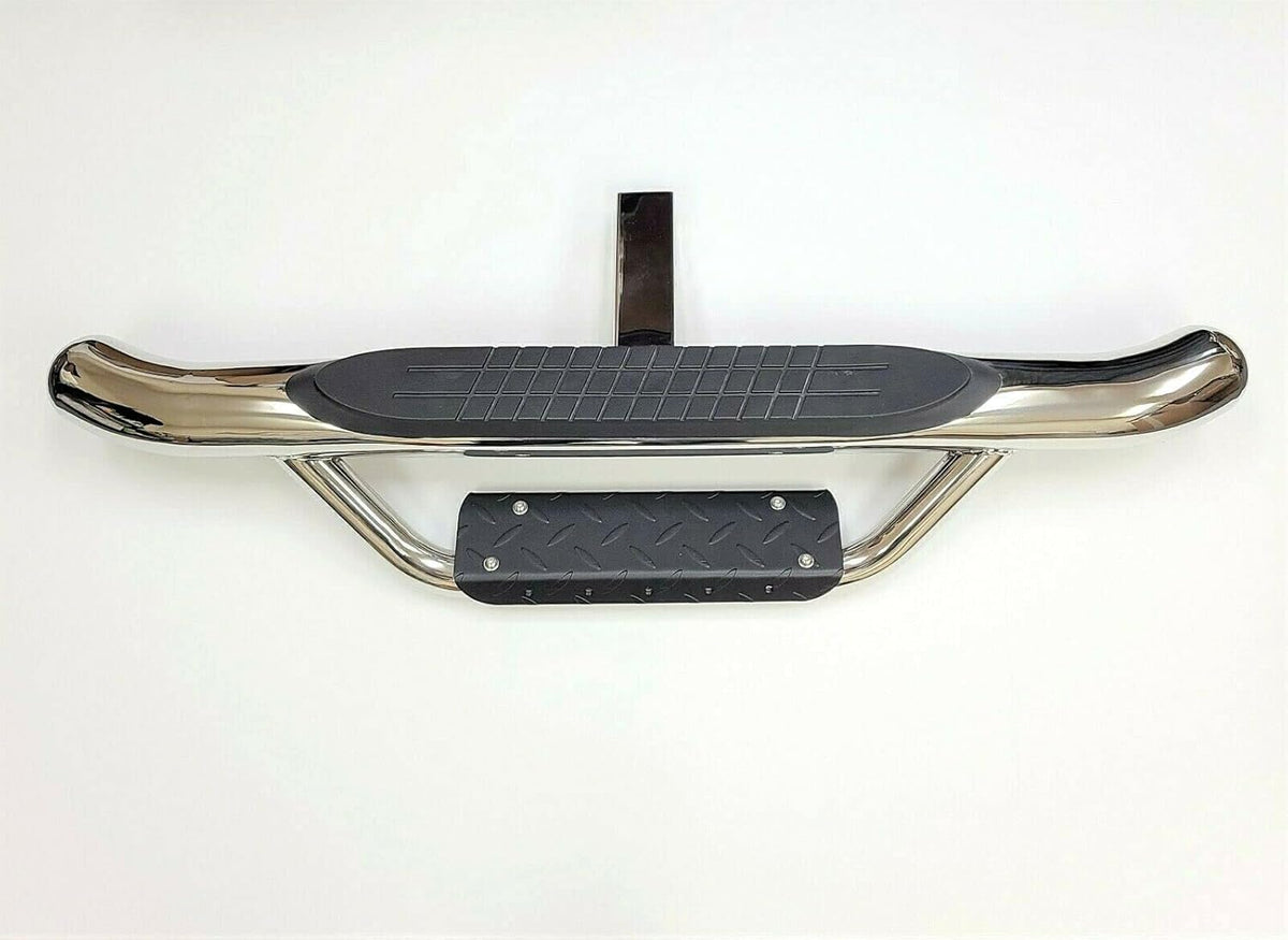 Chrome Towing Hitch Step Bar Drop Step 2" Receiver Round End Rear Bumper Guard Q9264