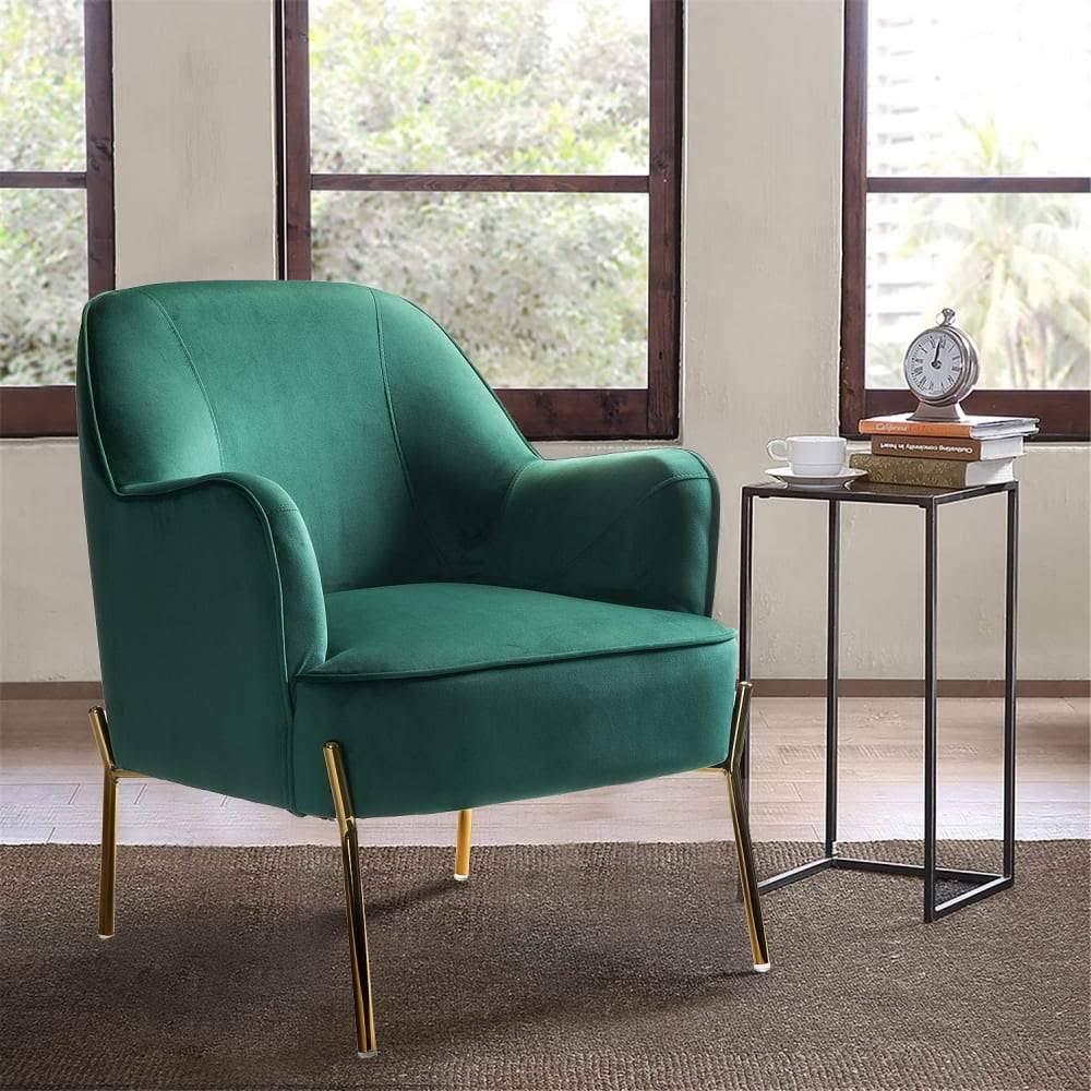 Orange Gold Legs Accent Chair Y7259