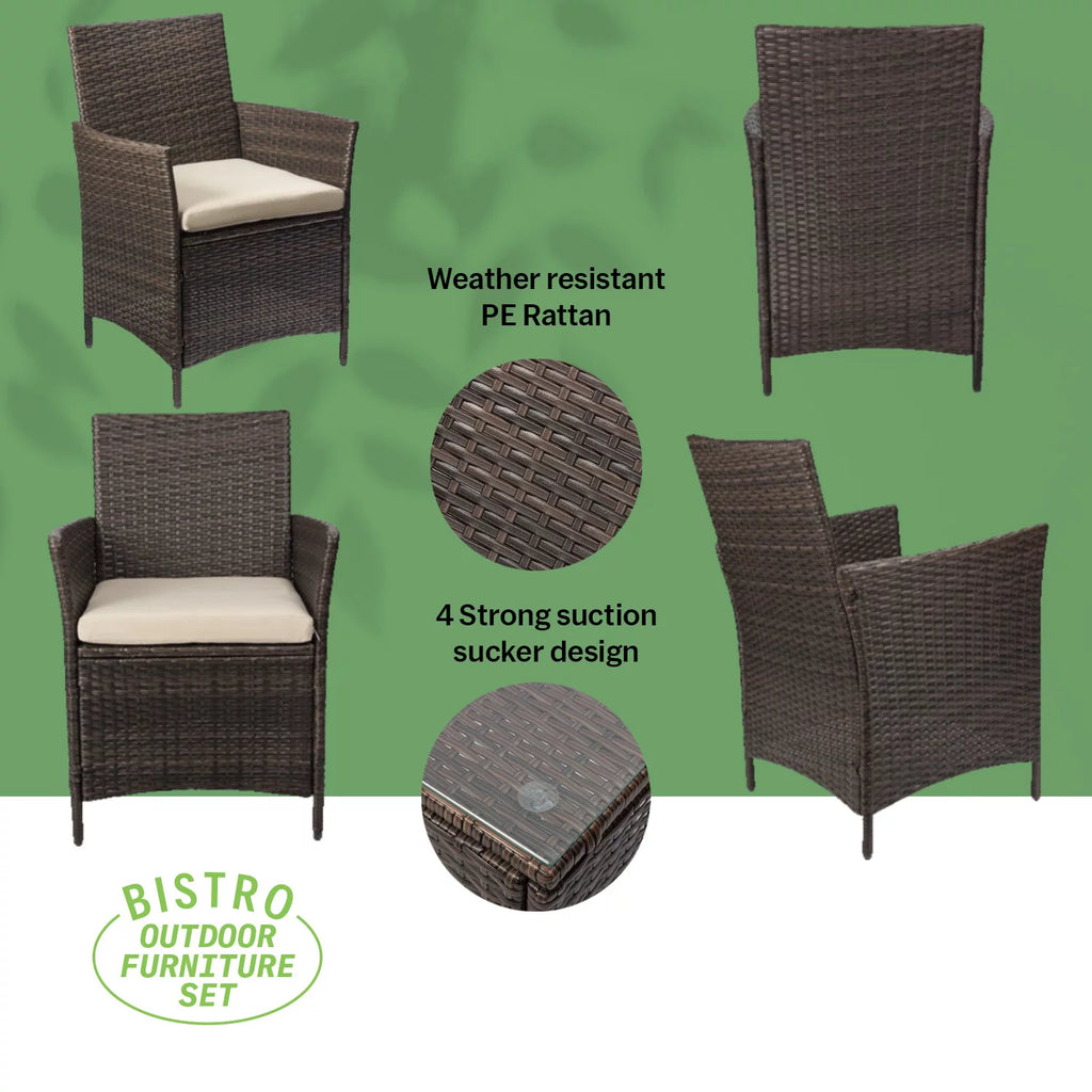 3 Piece Patio Rattan Furniture Set Beige C113