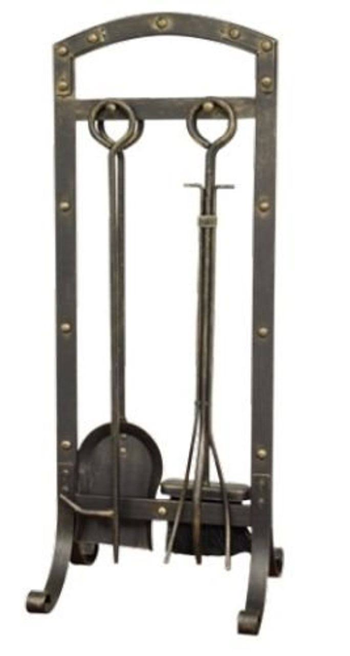 5 Piece Aged Bronze Fireset with Ring Handles A2017