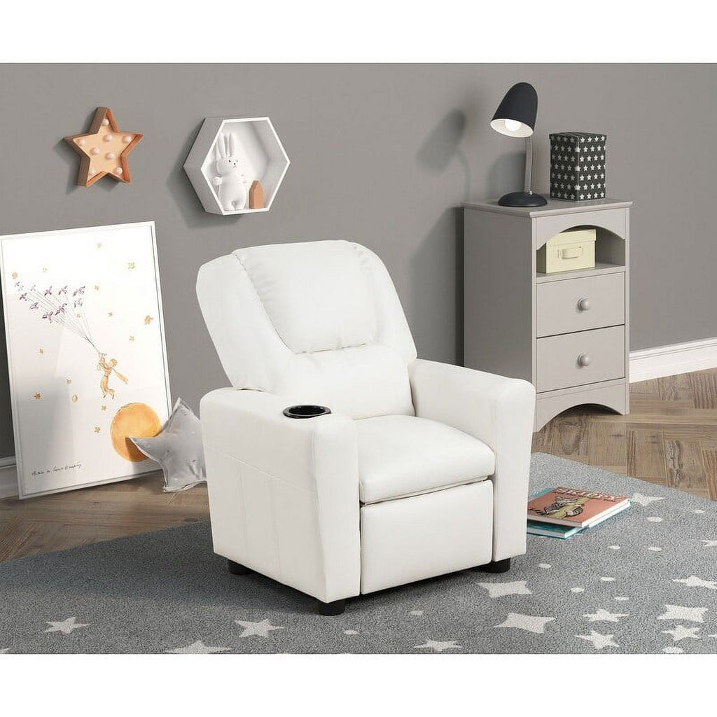 Yellow PU Leather Kids Recliner Chair with Cup Holder J381009