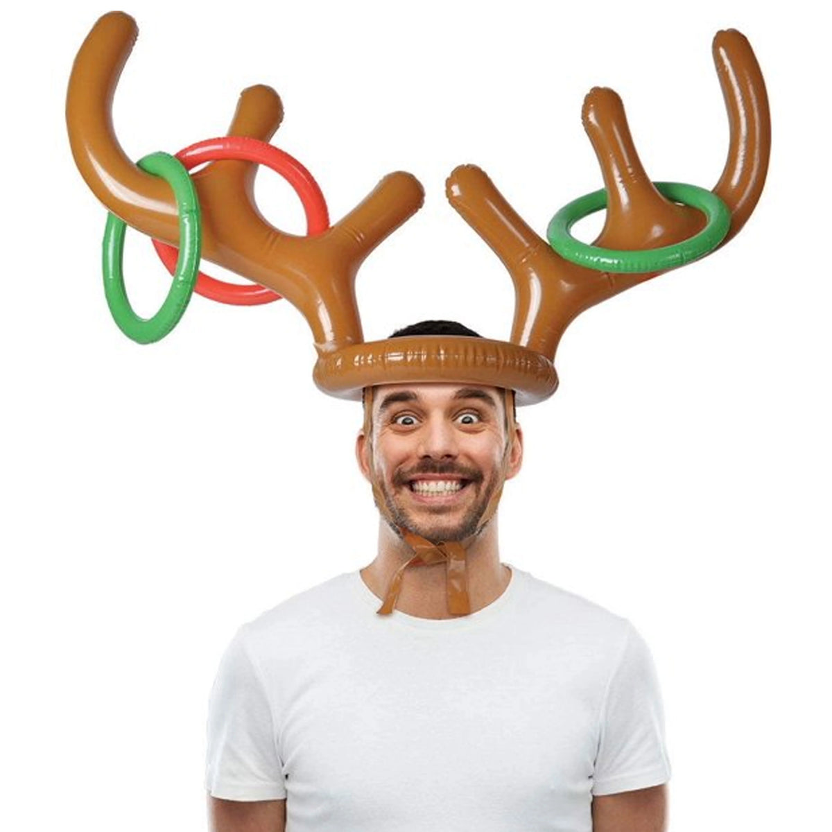 Reindeer Ring Toss Inflatable Antlers Game Xmas Props Toy N31549