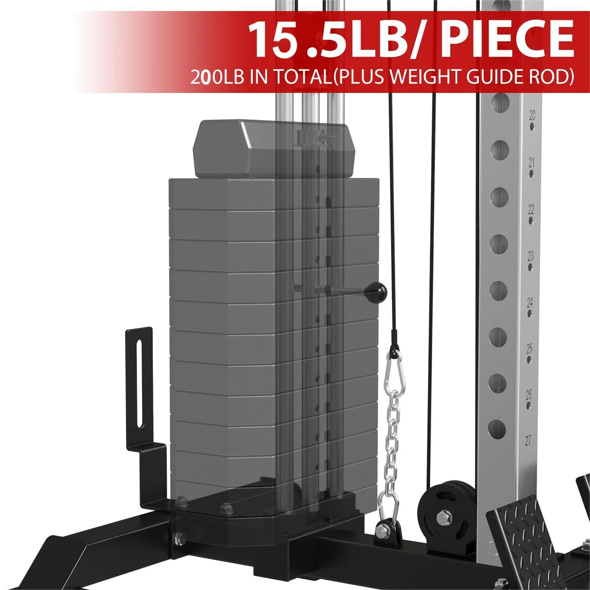 Wall Mount Cable Crossover Machine with 200LBS Weight Stack U2014