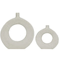 White Ceramic Donut Shaped Vase Set of 2 I25069