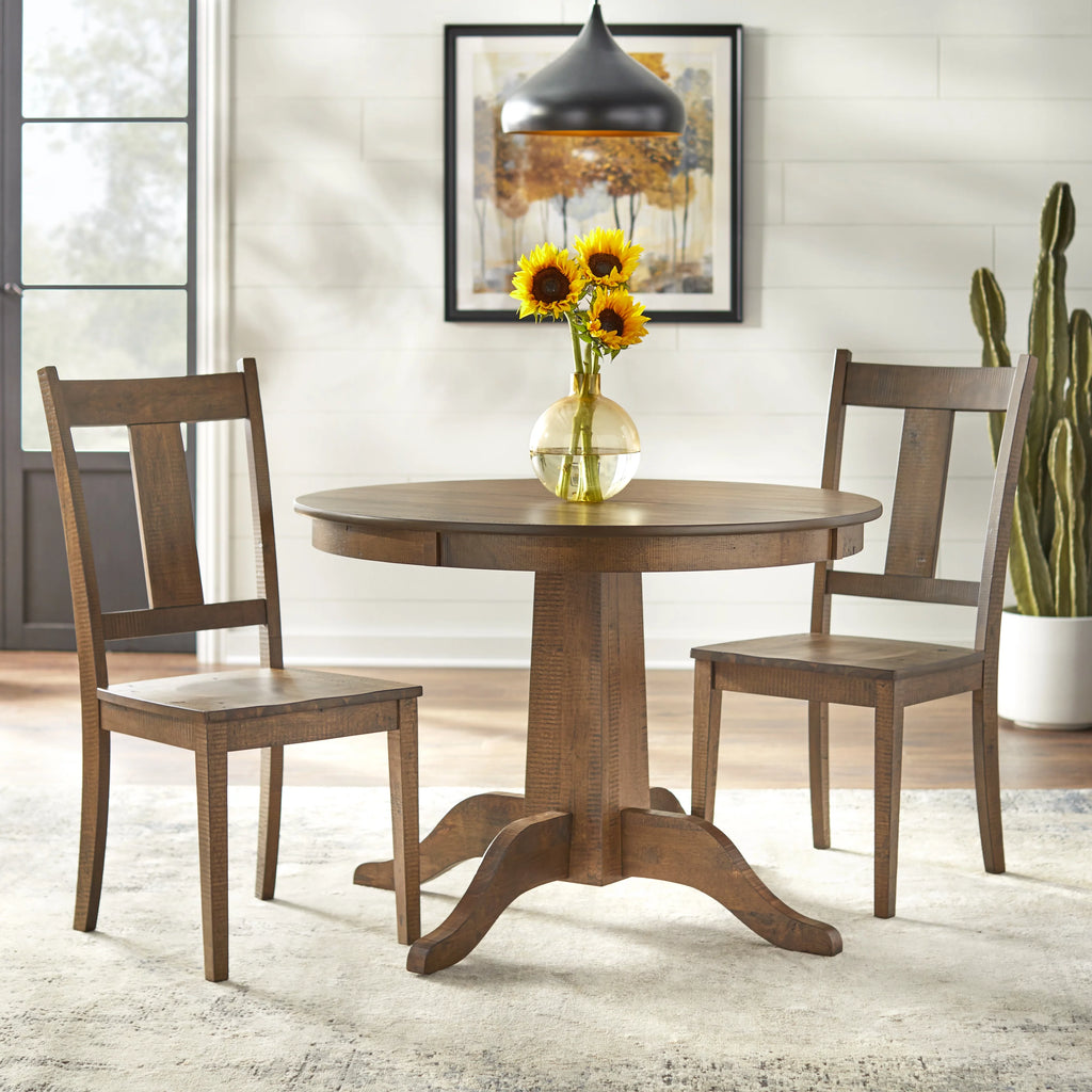 Brown Round MDF Pedestal Dining Table K201774