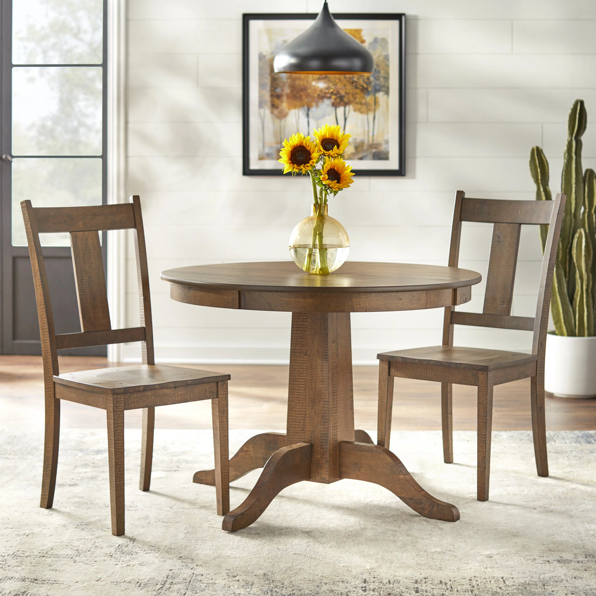 Brown Round MDF Pedestal Dining Table K201774