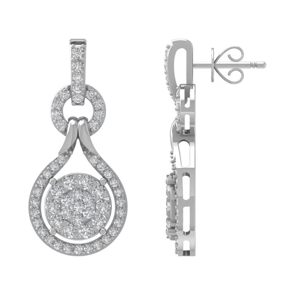 10K White Gold Lab Grown Diamond Drop Earrings I2306