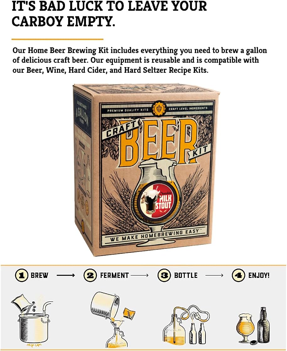 Chocolate Milk Stout Beer Kit, 1 Gallon Pack of 2 Y87894