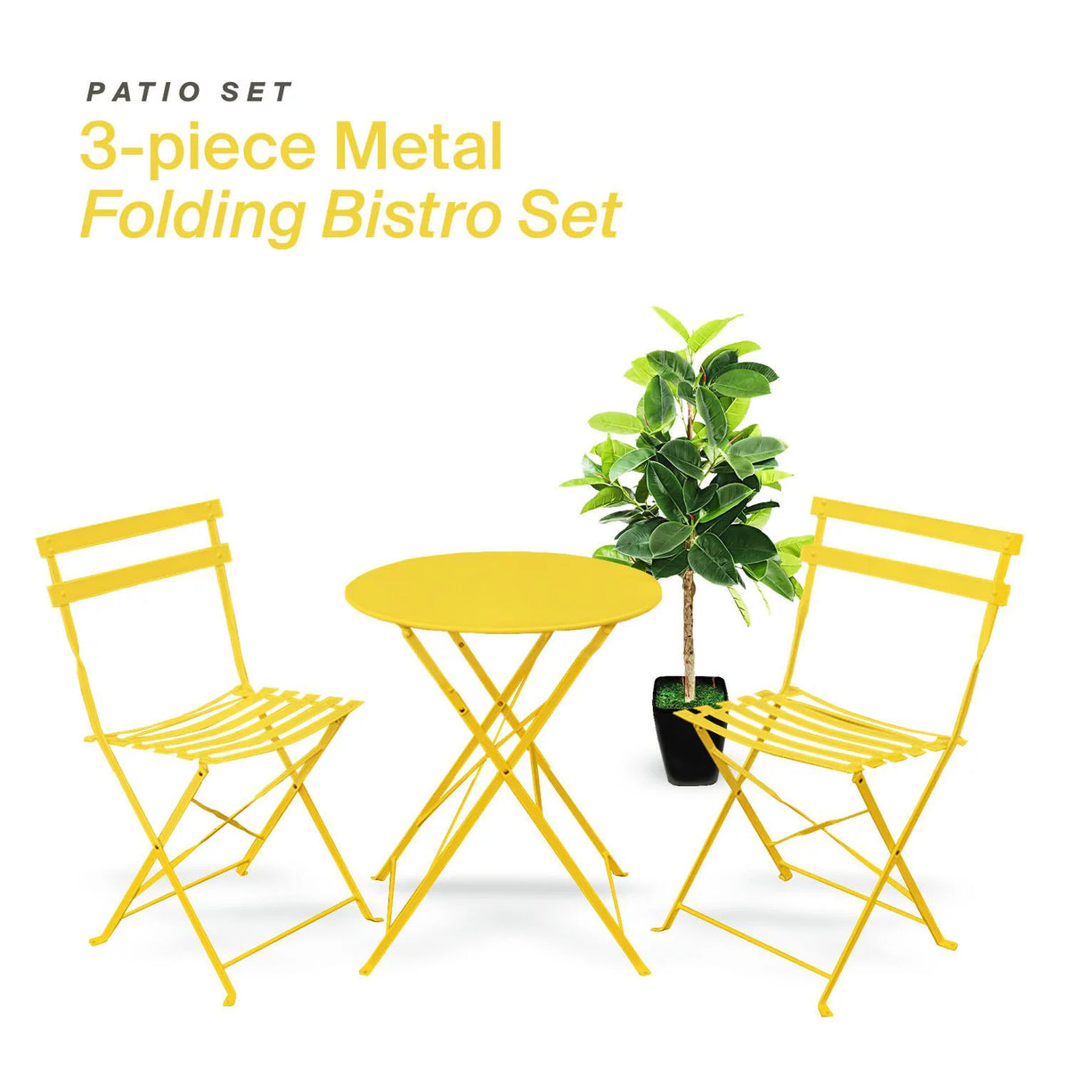 Yellow 3 Piece Bistro Folding Furniture Set H140