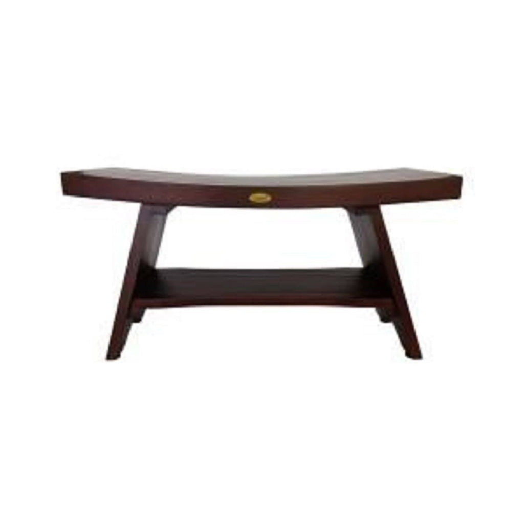 Gray Finish Teak Shower Bench with Shelf Y95843