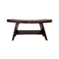 Gray Finish Teak Shower Bench with Shelf Y95843
