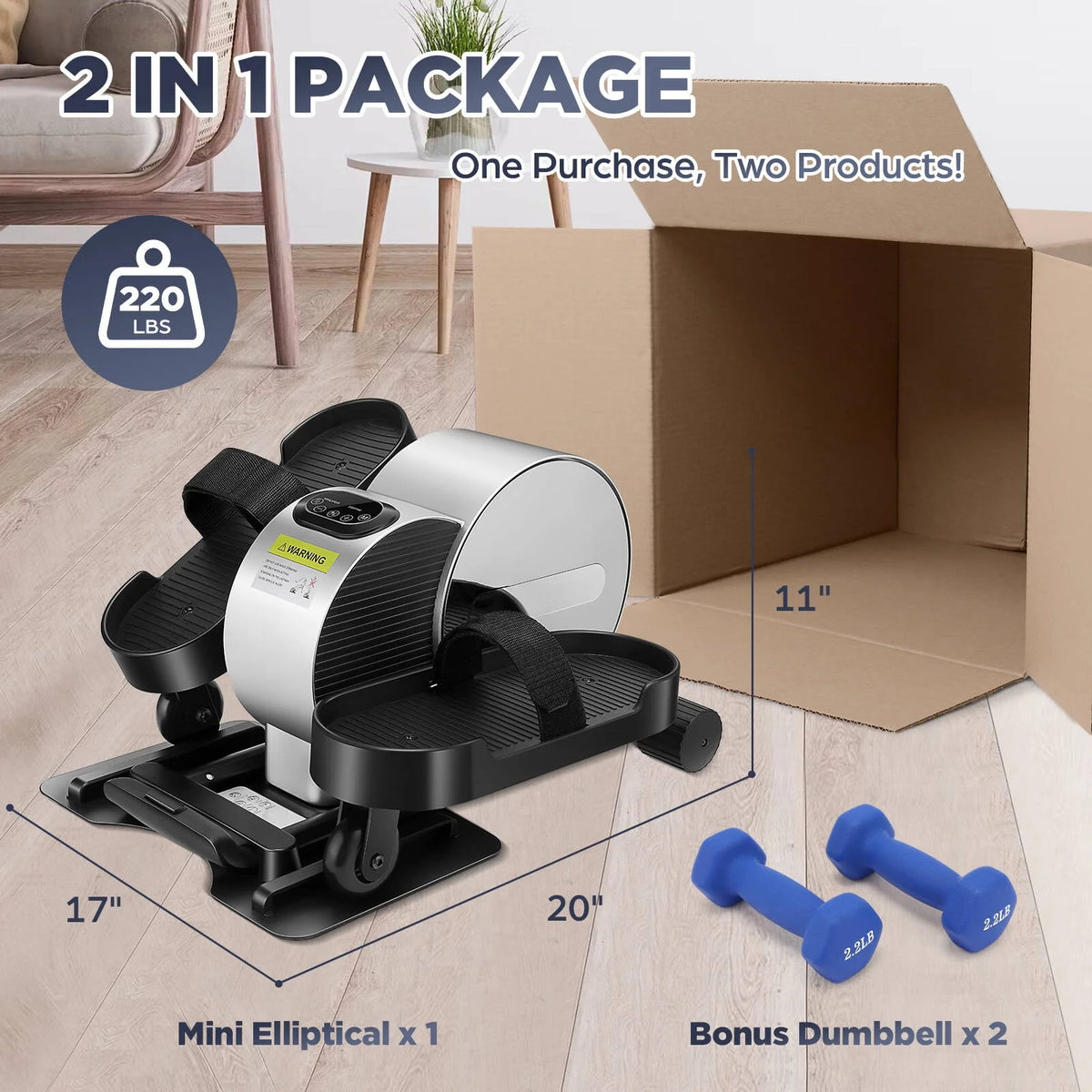 Under Desk Elliptical Machine with APP & Bluetooth O8544