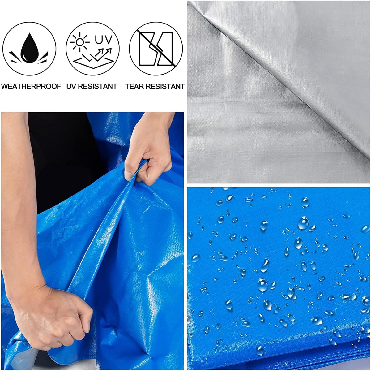 Blue Heavy Duty Waterproof 25x25 Tarpaulin with Metal Grommets V6356