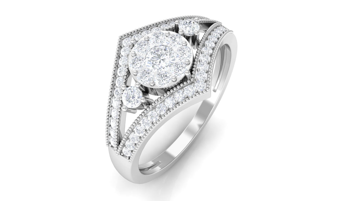 Moissanite Art Deco Engagement Ring, 0.75 CT, 925 Sterling Silver, US 4.00 Z727211