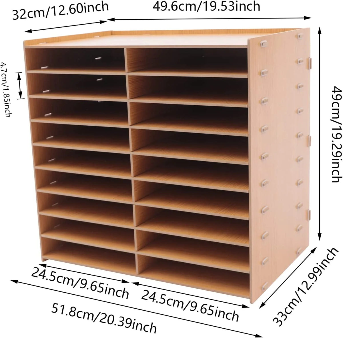 9-Tier Golden Oak Letter Tray Paper Organizer Rack S824