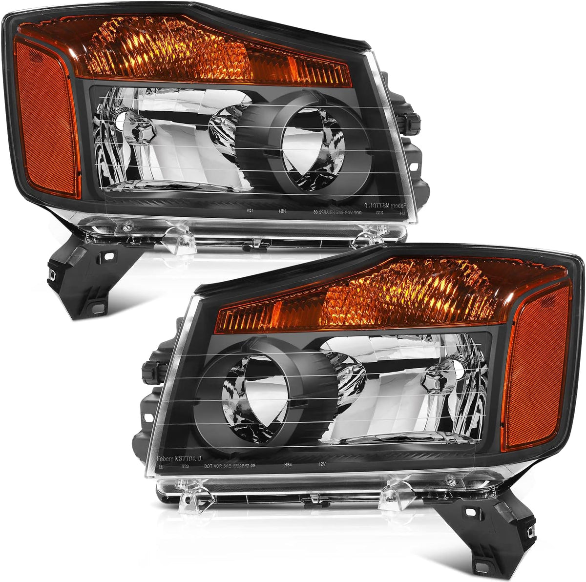 Black Housing Amber Reflector Clear Lens Headlight Assembly H95960