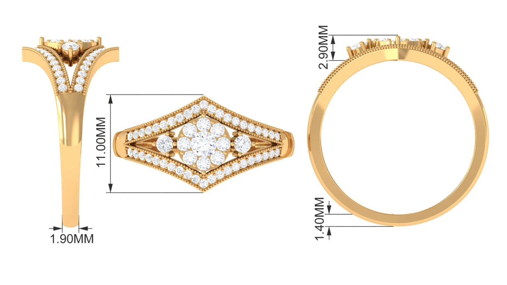 Moissanite Art Deco Engagement Ring, 0.75 CT, 925 Sterling Silver, US 4.00 Z727211