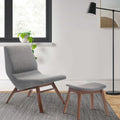 Walnut Gray Wood Side Chair with Ottoman W45150