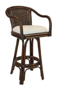 Indoor Swivel Rattan & Wicker Bar Stool in Antique Finish Y5462
