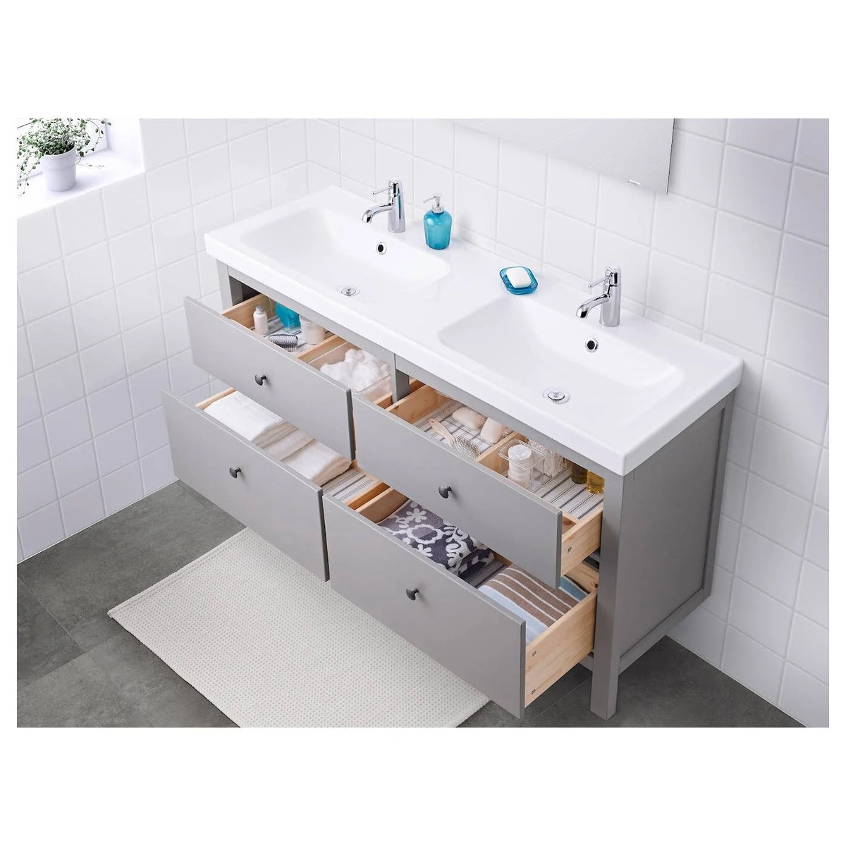 Gray Sink Cabinet with 4 Drawers A287136