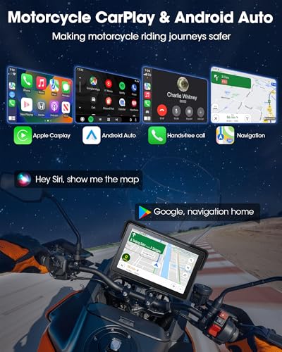 7 inch 4K Motorcycle CarPlay & Android Auto Screen with Dual Cameras A3643