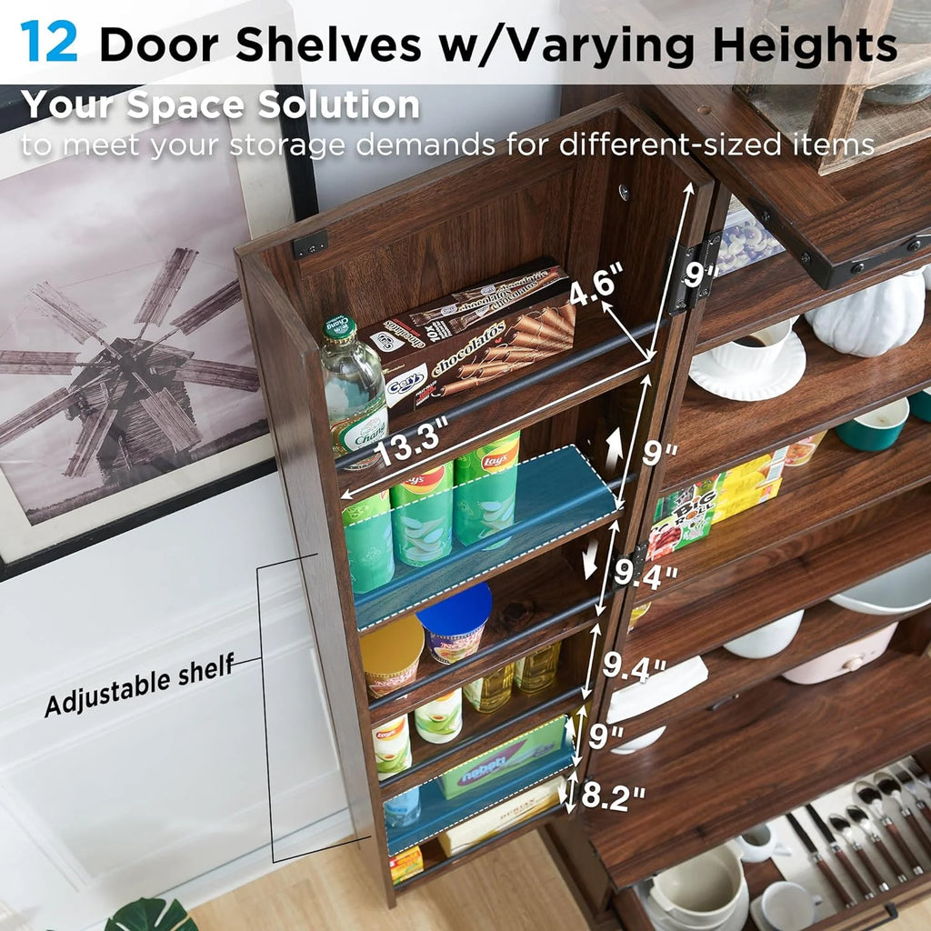 Brown 72" Tall Wood Kitchen Pantry Cabinet with 2 Doors I246288