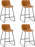 Faux Leather Counter Height Stools Set of 4 with Metal Legs B900396