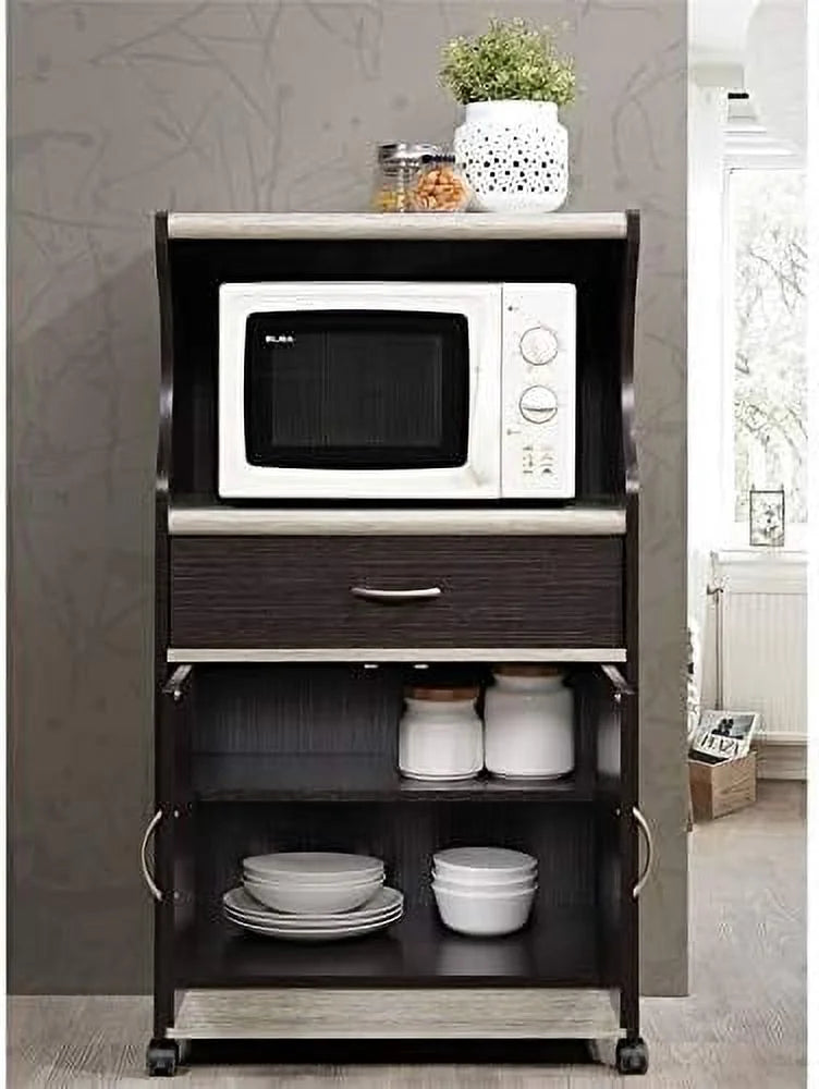 Chocolate Gray Microwave Kitchen Cart Y19534