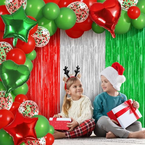 150 PCS Christmas Foil Fringe Curtains Balloons Garland Arch Kit U48868