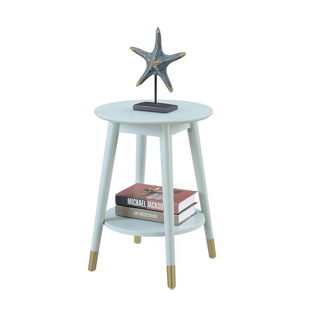 Mid-Century Round Wood End Table with Shelf G9661